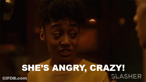 Woman Says She's Angry Crazy In Slasher Ad GIF