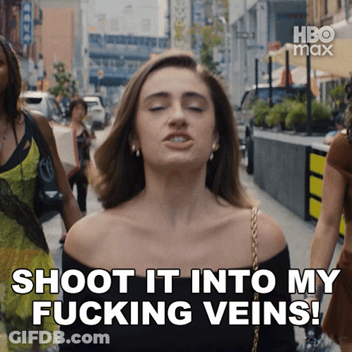 Woman Says Shoot It Into My Fucking Veins Walking Down Street GIF