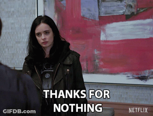 Woman Says Thanks For Nothing Red Wall GIF