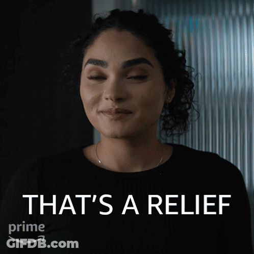 Woman Says That's A Relief Near Amazon Logo GIF