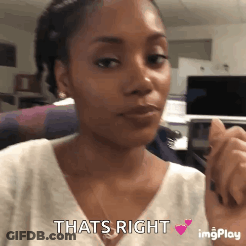 Woman Says Thats Right With Pink Heart GIF