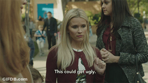 Woman Says This Could Get Ugly In Crowd GIF