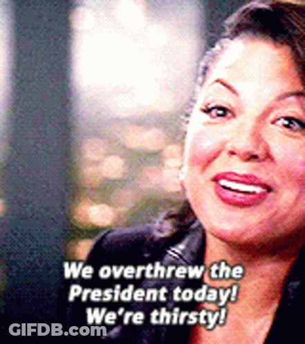 Woman Says We Overthrew The President Today And We're Thirsty GIF