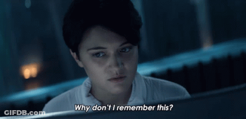 Woman Says Why Don't I Remember This In Dark Room GIF