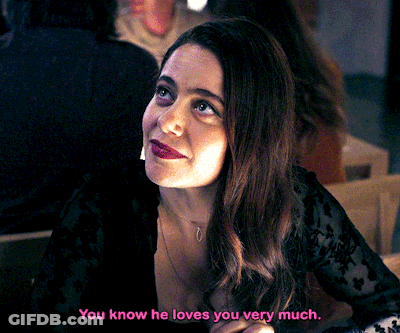 Woman Says You Know He Loves You Very Much Pink GIF