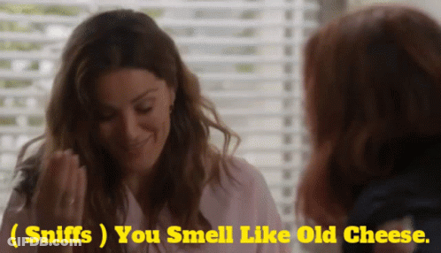 Woman Says You Smell Like Old Cheese GIF