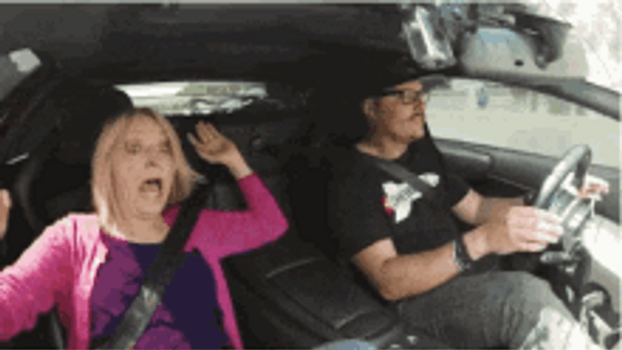 Woman Scared To Death On Driving GIF