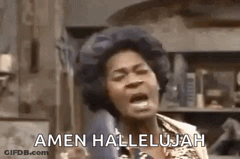Woman Screaming Amen Hallelujah On Phone GIF