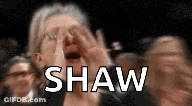 Woman Screaming In Front Of Crowd With Word Shaw GIF