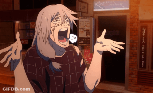 Woman Screaming In Front Of Kont Sign GIF