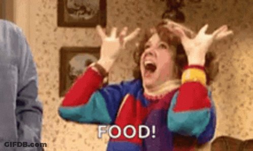 Woman Screaming With Food Text GIF