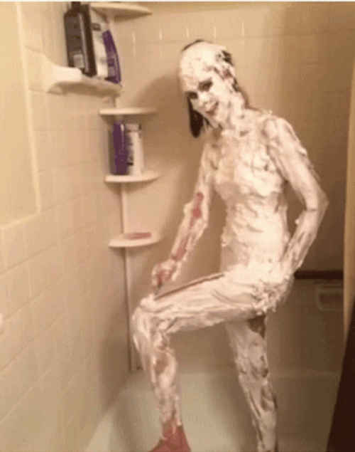 Woman Shaving All Over Her Body GIF