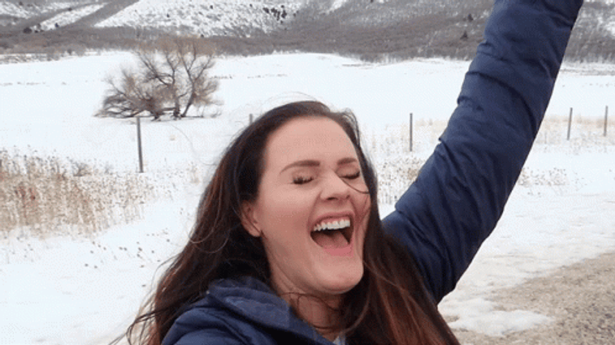 Woman Shouting And Waving GIF