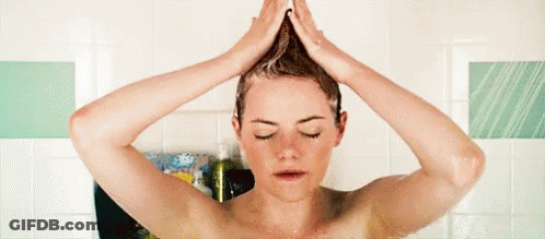 Woman Showering Washing Hair GIF