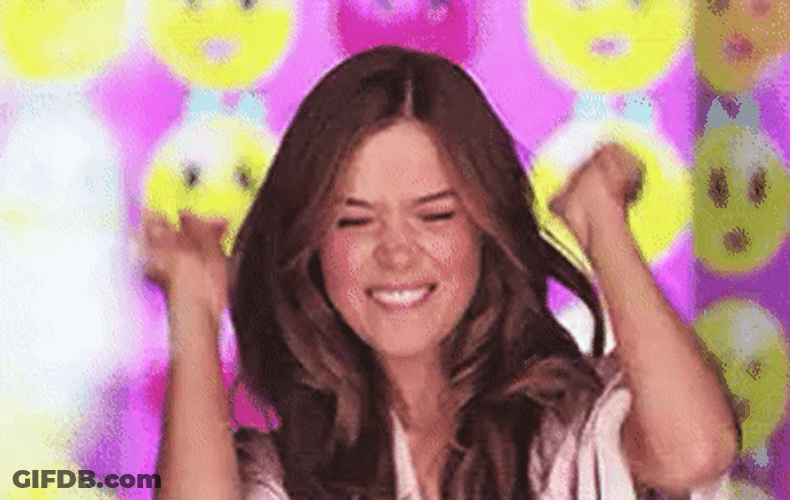 Woman Shy Cheering GIF