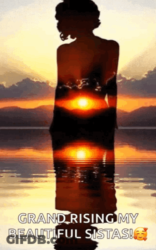 Woman Silhouette Backlit By Sun In Water GIF