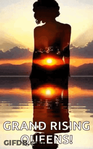 Woman Silhouette In Water At Sunset Grand Rising Queens GIF