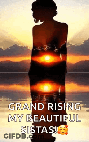 Woman Silhouette In Water With Sun Through Back GIF