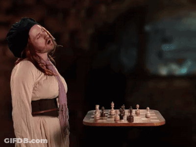 Woman Singing At Chess Board Saying Right GIF