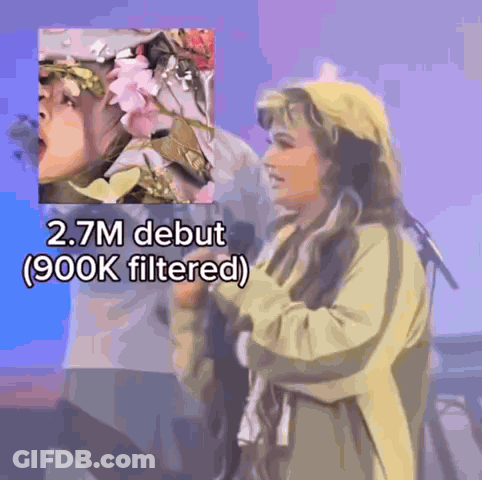 Woman Singing At Microphone 2.7M Debut 900K Filtered GIF