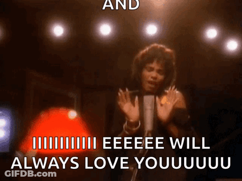 Woman Singing Eeee Will Always Love You Into Microphone GIF