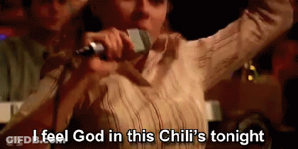 Woman Singing I Feel God In This Chili's Tonight GIF