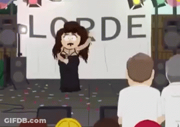 Woman Singing In Front Of Lorde Sign GIF