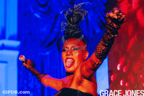 Woman Singing Into Microphone Grace Jones GIF