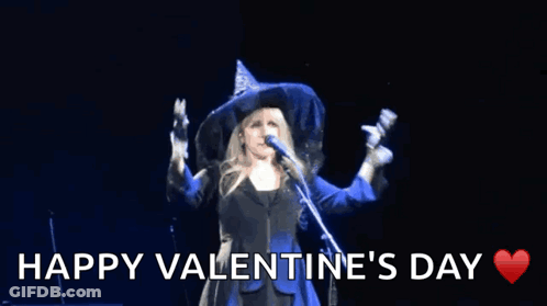Woman Singing Into Microphone Happy Valentine's Day GIF
