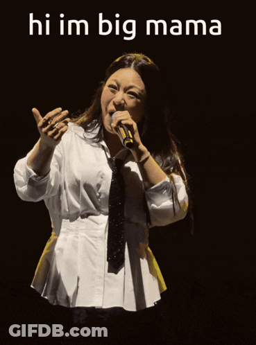 Woman Singing Into Microphone Hi Im Big Mama GIF