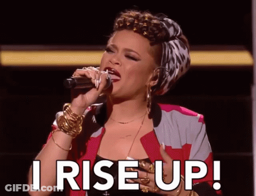 Woman Singing Into Microphone I Rise Up GIF