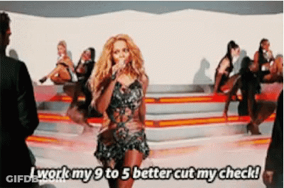 Woman Singing Into Microphone I Work My 9 To 5 Better Cut My Check GIF