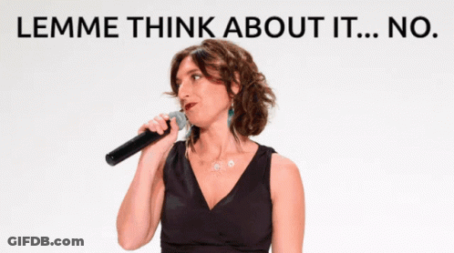 Woman Singing Into Microphone Lemme Think About It No GIF
