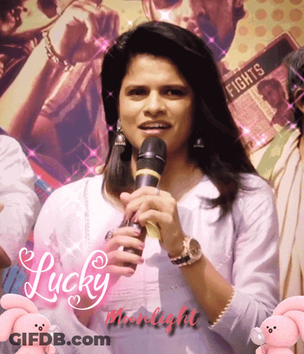 Woman Singing Into Microphone Lucky Moonlight GIF
