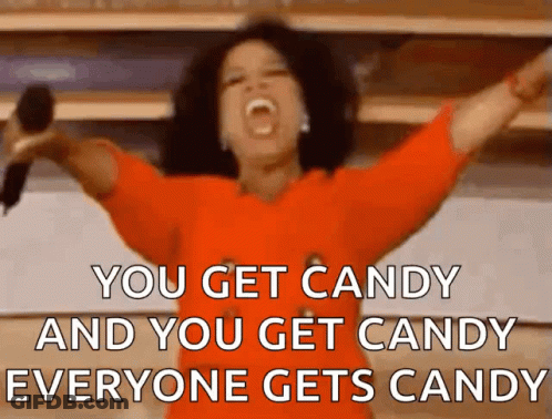 Woman Singing Into Microphone Saying Everyone Gets Candy GIF