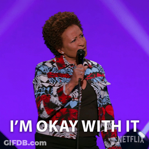 Woman Singing Into Microphone Saying I'm Okay With It GIF