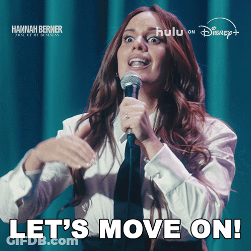 Woman Singing Into Microphone Saying Let's Move On GIF