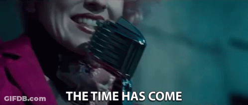 Woman Singing Into Microphone The Time Has Come GIF