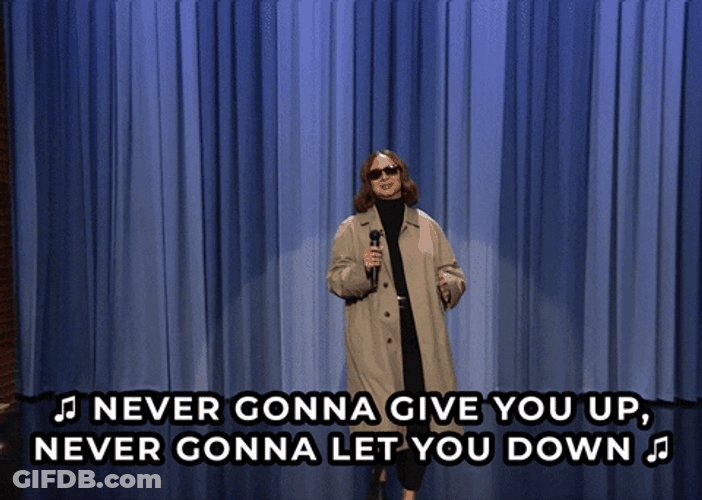 Woman Singing Never Gonna Give You Up GIF