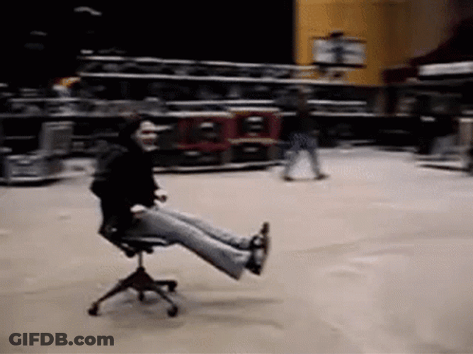 Woman Sit In Sliding Chair GIF