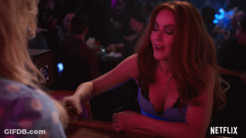 Woman Sitting At Bar With Netflix GIF