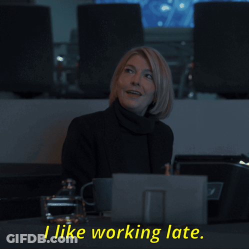 Woman Sitting At Desk I Like Working Late GIF