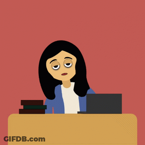 Woman Sitting At Desk No Sleep GIF