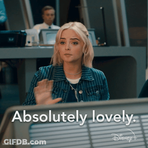 Woman Sitting At Desk With Absolutely Lovely GIF