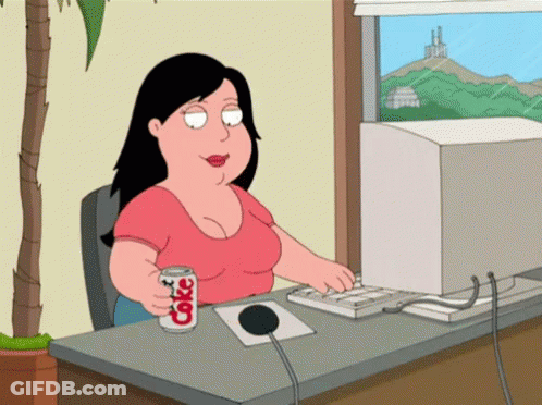 Woman Sitting At Desk With Coke GIF