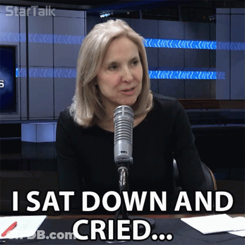 Woman Sitting At Microphone Saying I Sat Down And Cried GIF