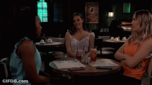 Woman Sitting At Restaurant Table GIF