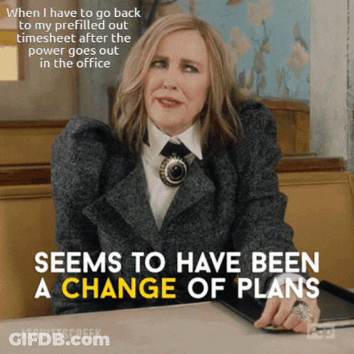 Woman Sitting At Table Change Of Plans GIF