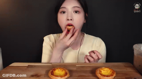 Woman Sitting At Table Eating Pastries GIF