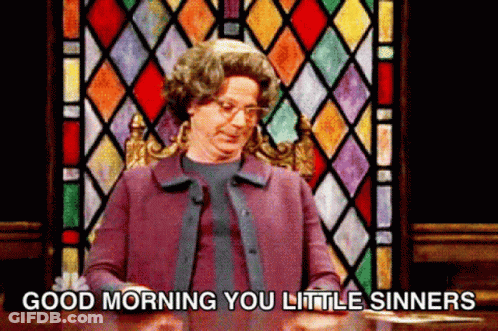 Woman Sitting At Table Saying Good Morning GIF